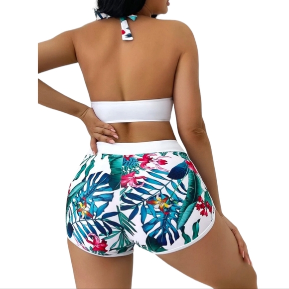 NWT Tropical White & Green 2 Piece Swimsuit Sz X Large - Picture 2 of 5
